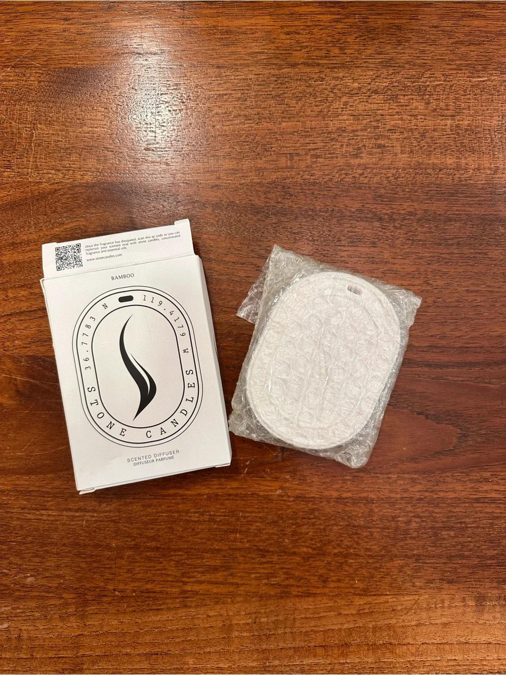 NIB Stone Candles Gypsum Ceramic Scented Diffuser, Bamboo